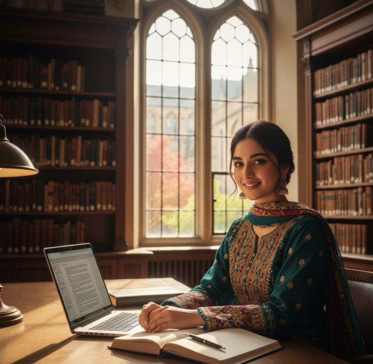 pakistani student in library